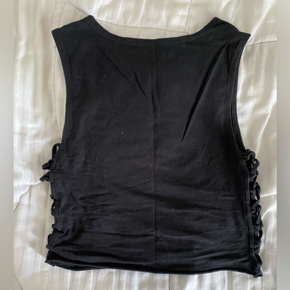 ❌SOLD❌  Black rainbow stripe crop top - Picture 3 of 7